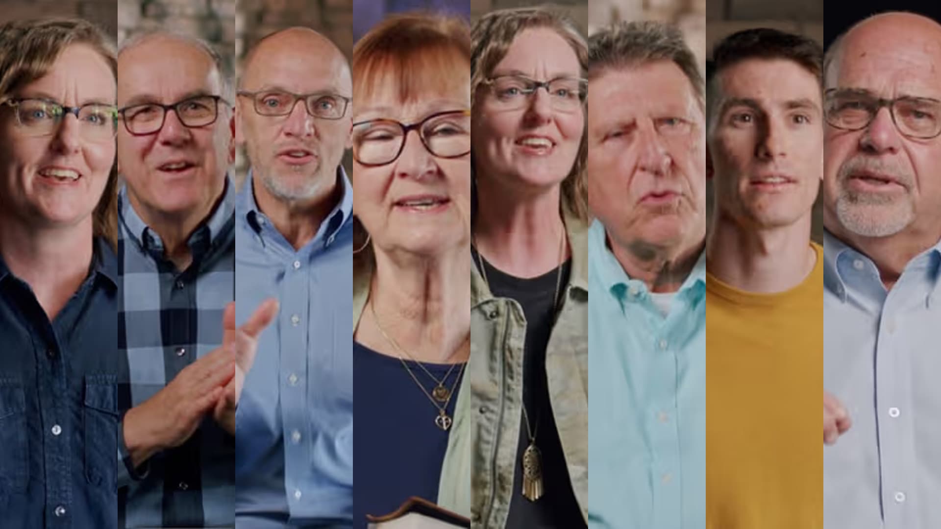 The eight speakers of the Finishing Strong video series